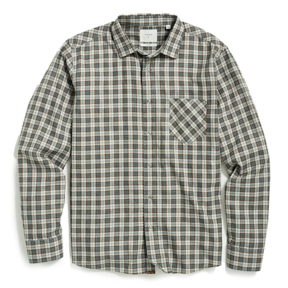 Billy Reid Herringbone Plaid John Shirt Grey/Tan NWT